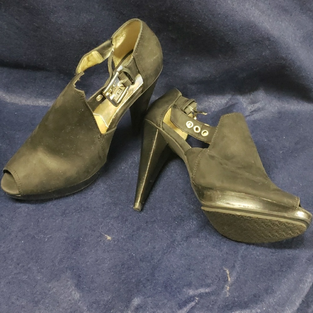 Michael Kors Black Suede Open Toe Heels